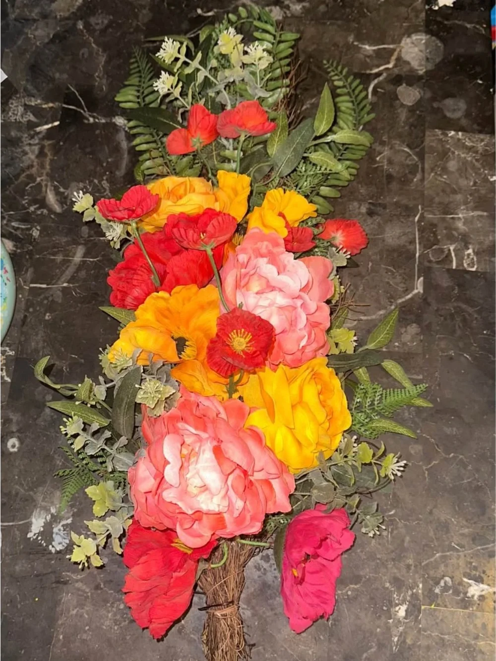 The Pioneer Woman Vibrant Pink, Yellow & Red Floral Wall Wreath- Home Wall Decor